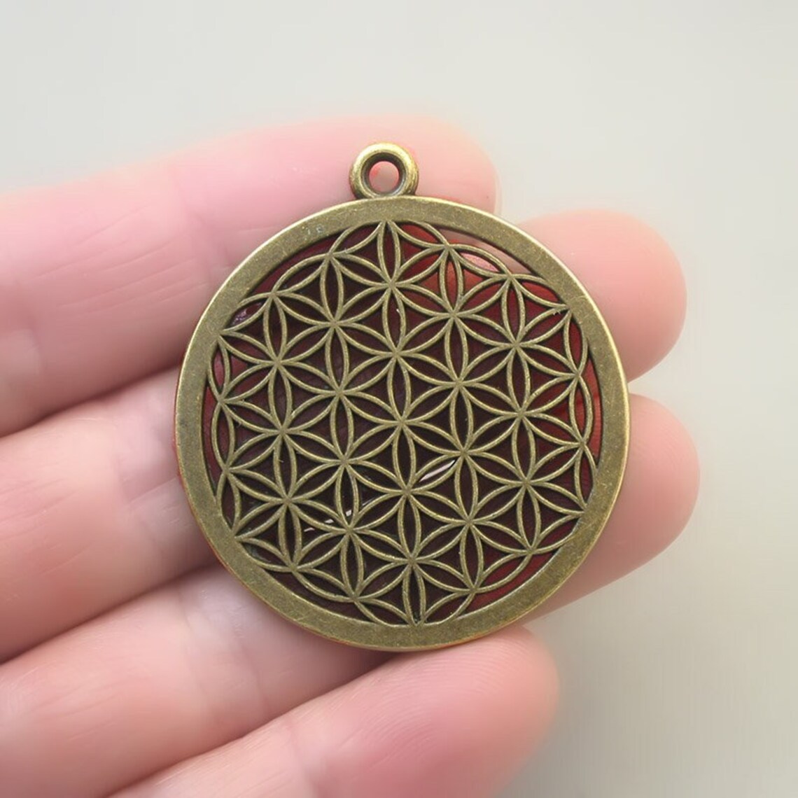 flower of life, seed of life charm antique bronze CM1846B 