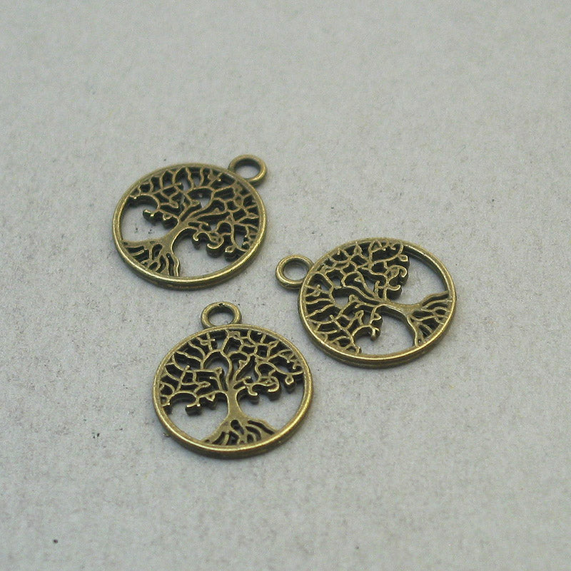 Tree charms, tree of life pendants. Two sided. Antique bronze 16mm CM1731B