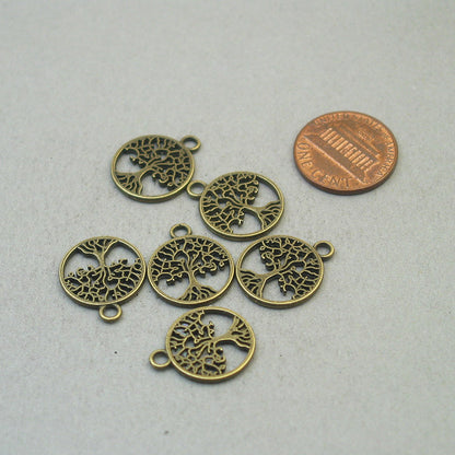 Tree charms, tree of life pendants. Two sided. Antique bronze 16mm CM1731B