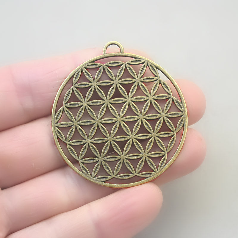 flower of life charms, seed of life pendants antique bronze CM1701B