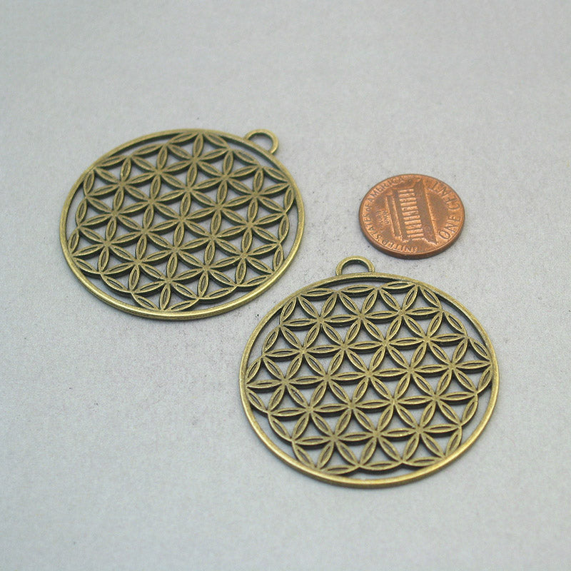 flower of life charms, seed of life pendants antique bronze CM1701B