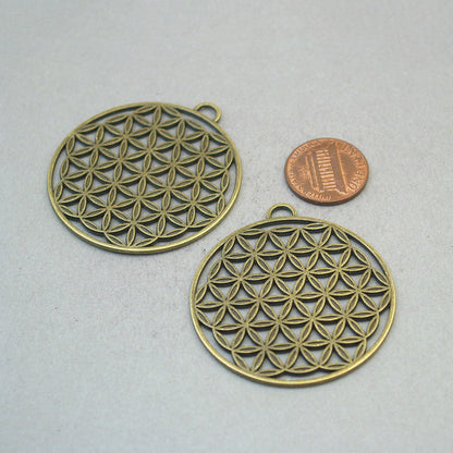 flower of life charms, seed of life pendants antique bronze CM1701B