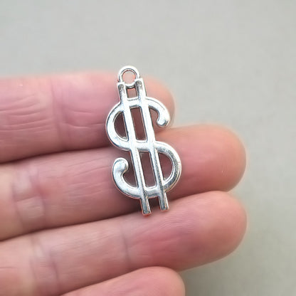 large silver dollar sign charm CM1908S