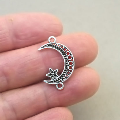 filigree moon star charm connector CM1905S