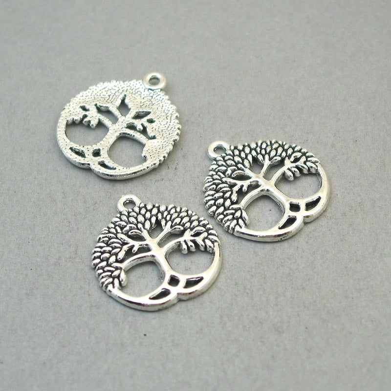 Tree charms, tree of life pendants. One sided. Antique silver 23X26mm CM1906S