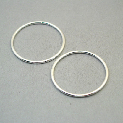 Circle charms, minimalist large closed ring hoop pendants. Two sided. Jewelry connectors links. Silver 40mm CM1907S