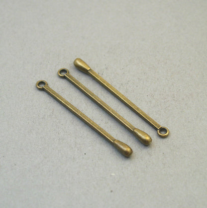 Matchstick charms, long match 3D pendants. Antique bronze 49mm CM1853B