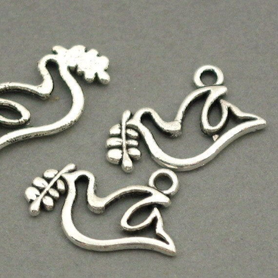 peace dove antique silver charm CM0028S