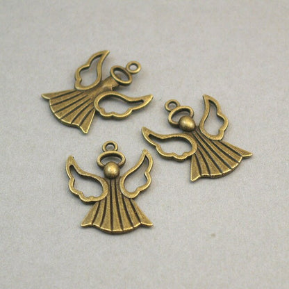 Angel charms, fairy pendants. Two sided. Antique bronze 21X26mm CM0729B