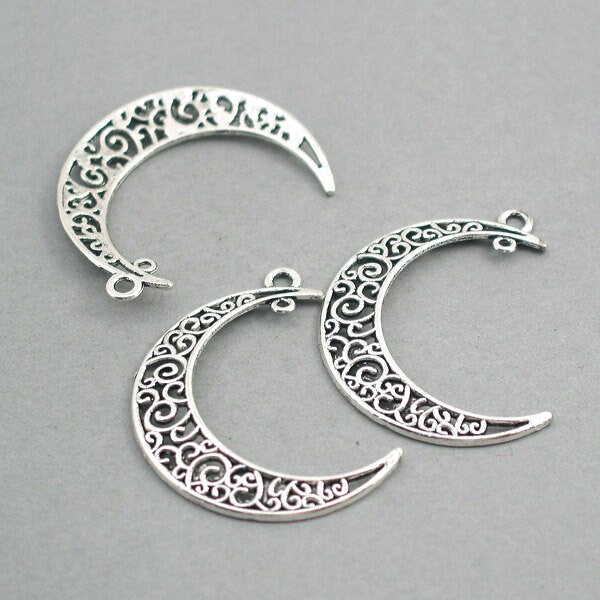 filigree moon charm connector CM0741S