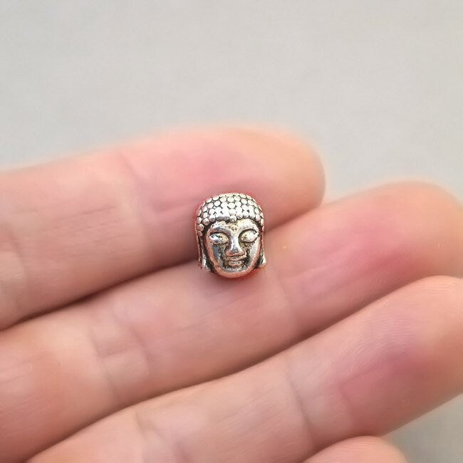 Buddha head beads silver BD0093S