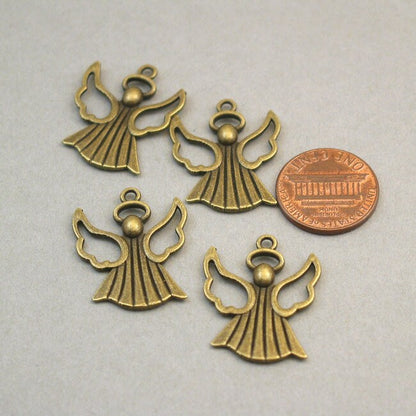 Angel charms, fairy pendants. Two sided. Antique bronze 21X26mm CM0729B