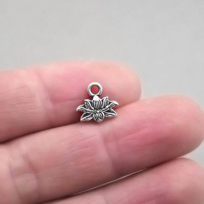 lotus flower charm antique silver CM1145S