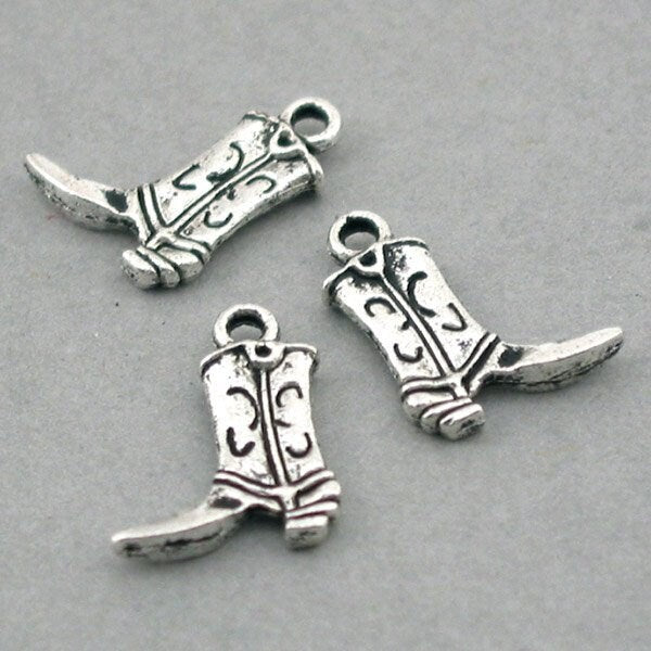 cowboy boots charm antique silver CM0327S