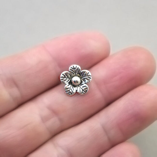 small flower charm antique silver CM1389S