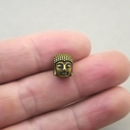 Buddha head 3D beads antique bronze BD0093B