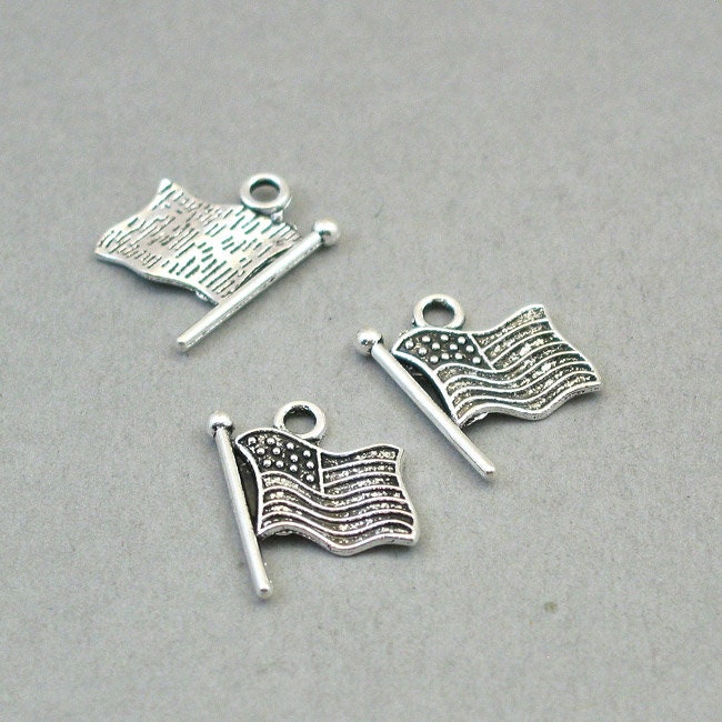 US flag charm antique silver CM0392S