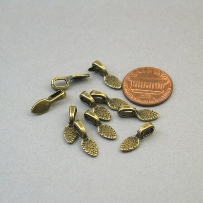 Glue on bails, small bails. Antique bronze 5X15mm BS01059BB