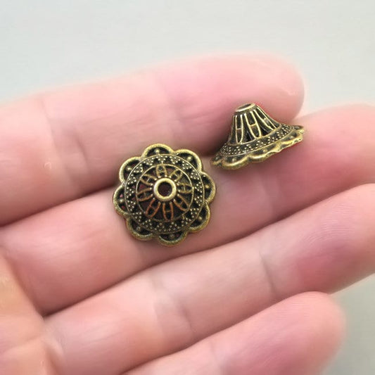 flower bead cap 19mm antique bronze BD0164B