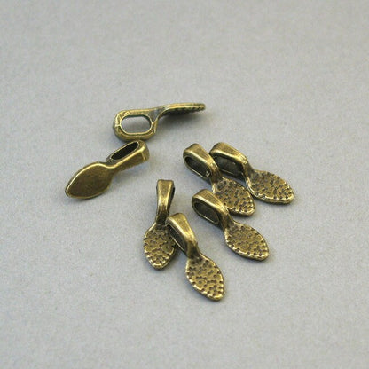 Glue on bails, small bails. Antique bronze 5X15mm BS01059BB