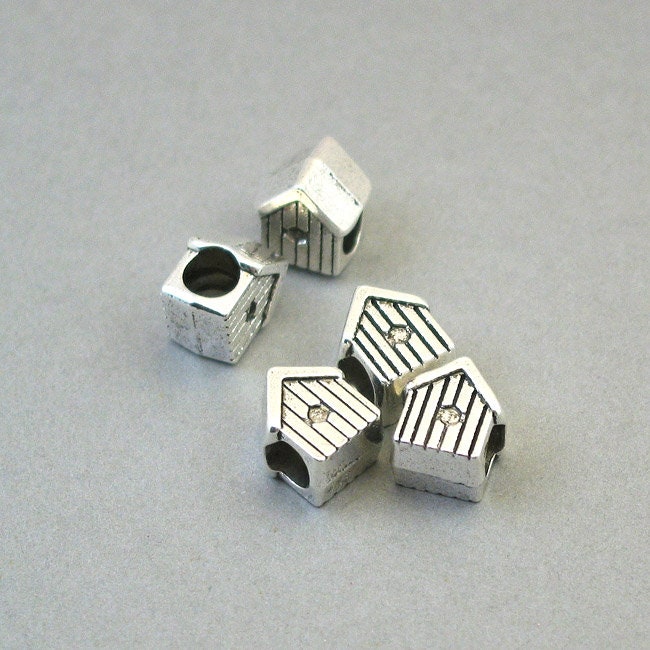 Large hole house beads. Antique silver 9X11mm BD0161S