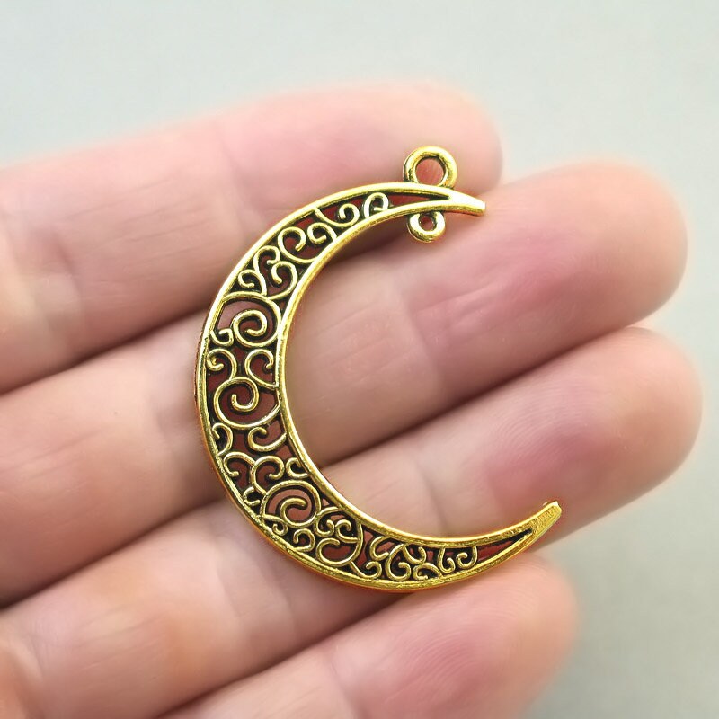 filigree moon charm connector CM0741G