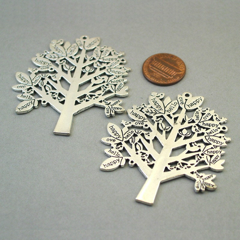 large tree charm antique silver CM1648S