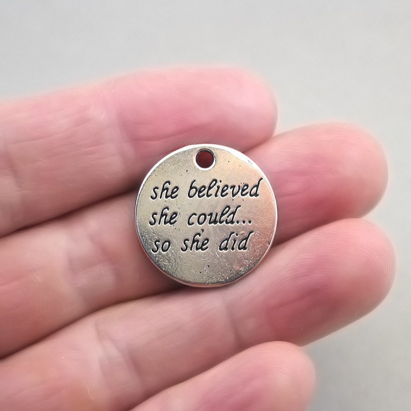 she believed she could so she did charm antique sliver CM1654S