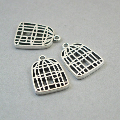 bird cage charm antique silver CM1640S