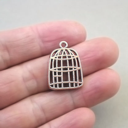 bird cage charm antique silver CM1640S