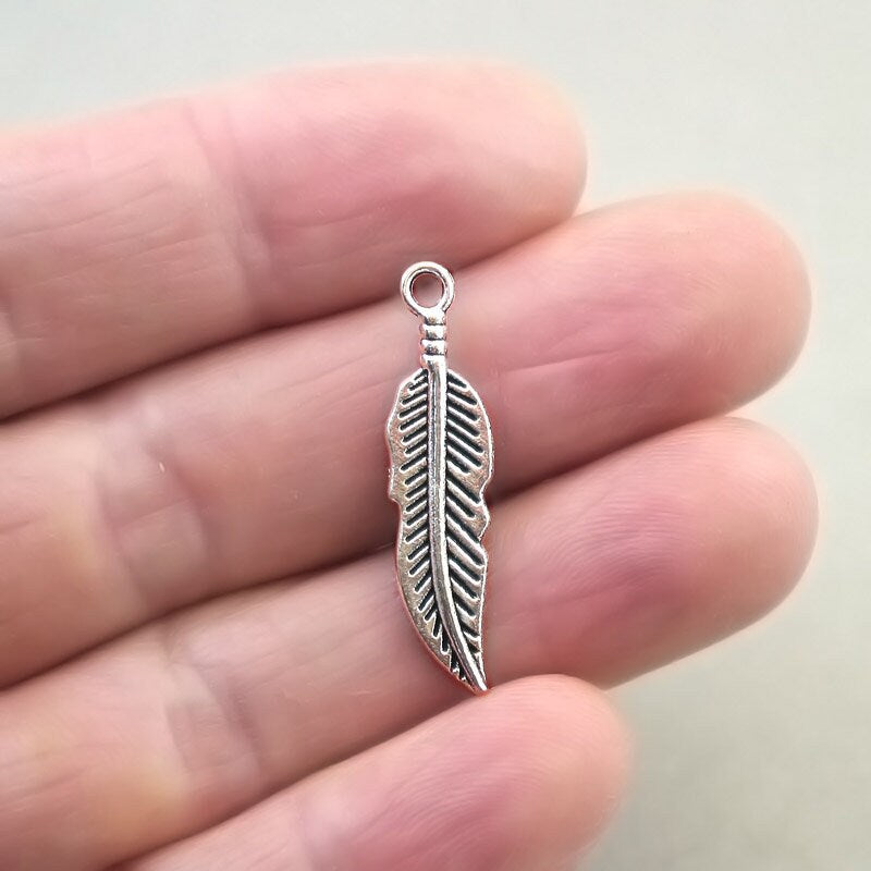 feather charm antique silver CM1663S