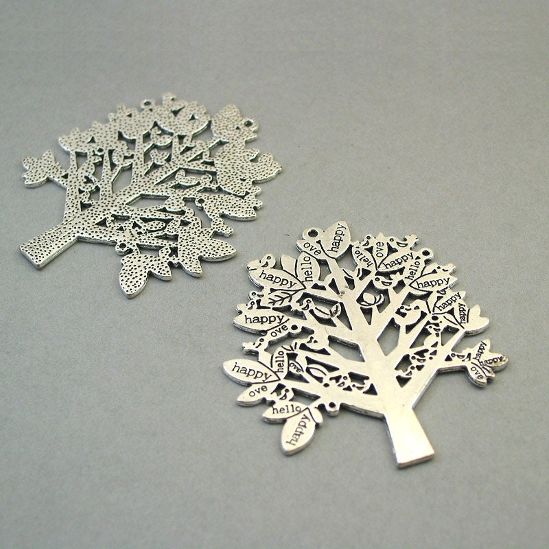 large tree charm antique silver CM1648S