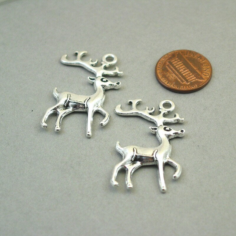 deer with antler charm antique silver CM1658S