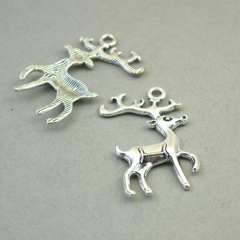 deer with antler charm antique silver CM1658S