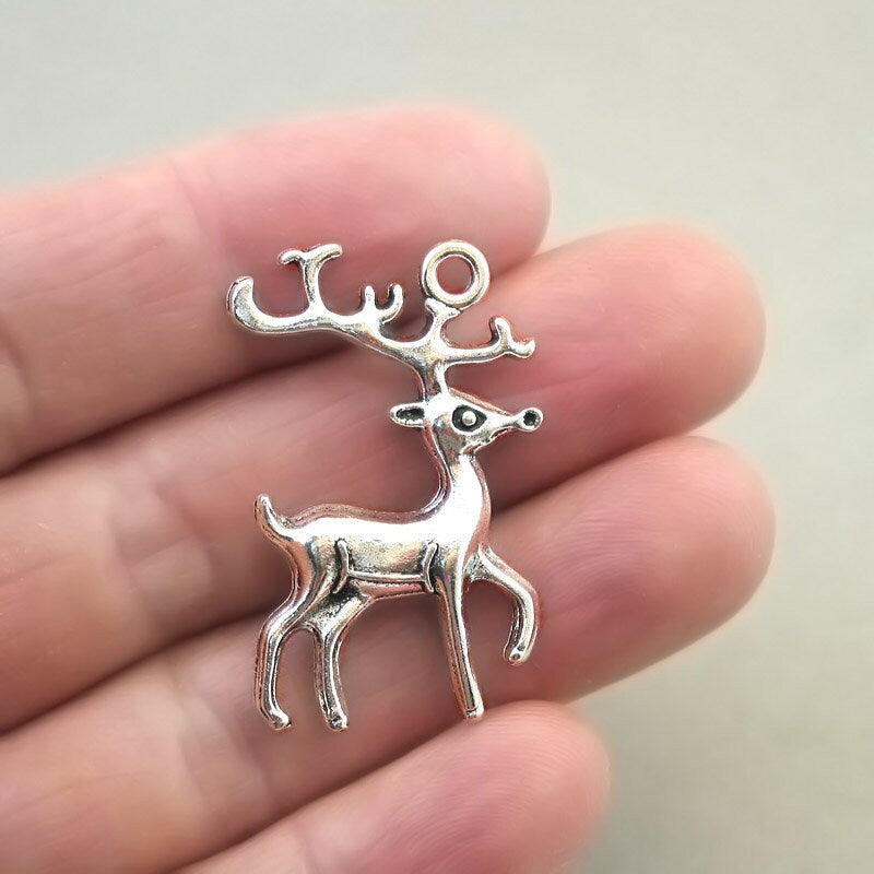 deer with antler charm antique silver CM1658S