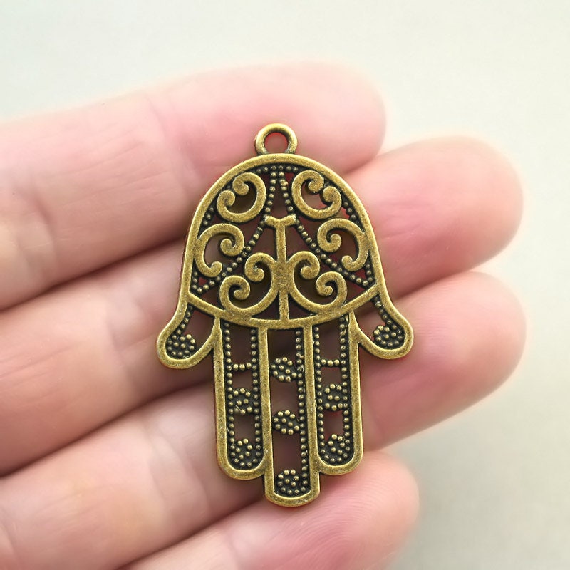 hamsa hand charm antique bronze CM1659B