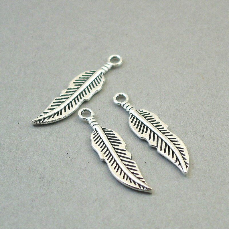 feather charm antique silver CM1663S