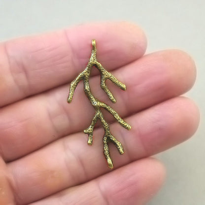 coral branch charm connector antique bronze CM1651B