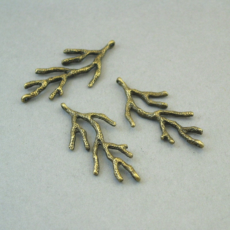 coral branch charm connector antique bronze CM1651B