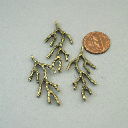 coral branch charm connector antique bronze CM1651B