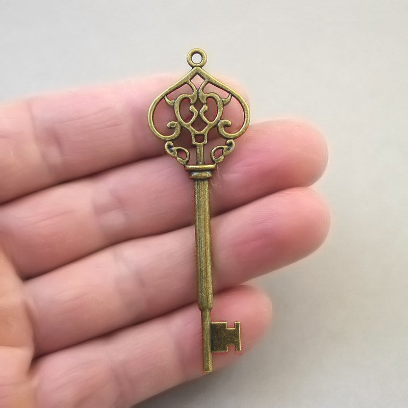 large key charm antique bronze CM1680B