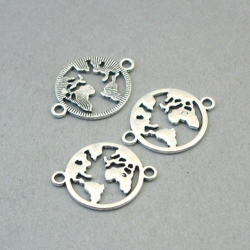 earth charm connector antique silver CM1700S