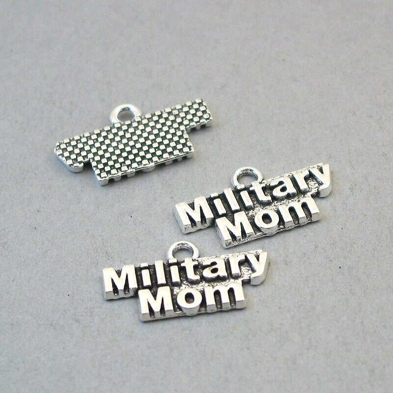 military mom charm antique silver CM1706S