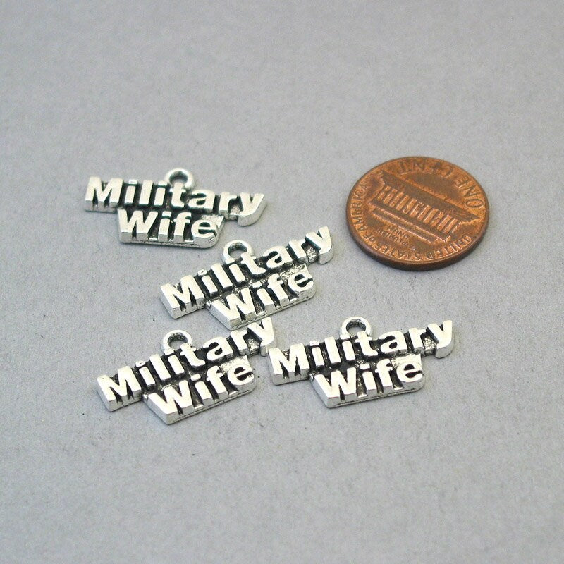 military wife charm antique silver CM1707S