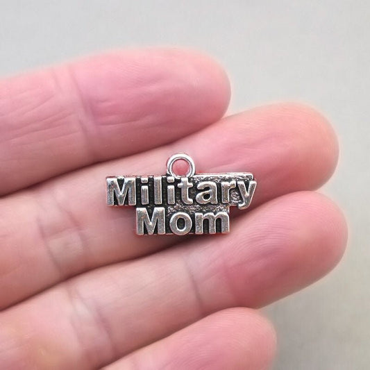 military mom charm antique silver CM1706S