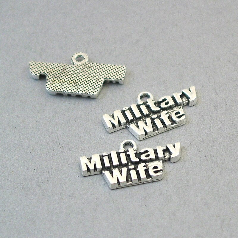 military wife charm antique silver CM1707S