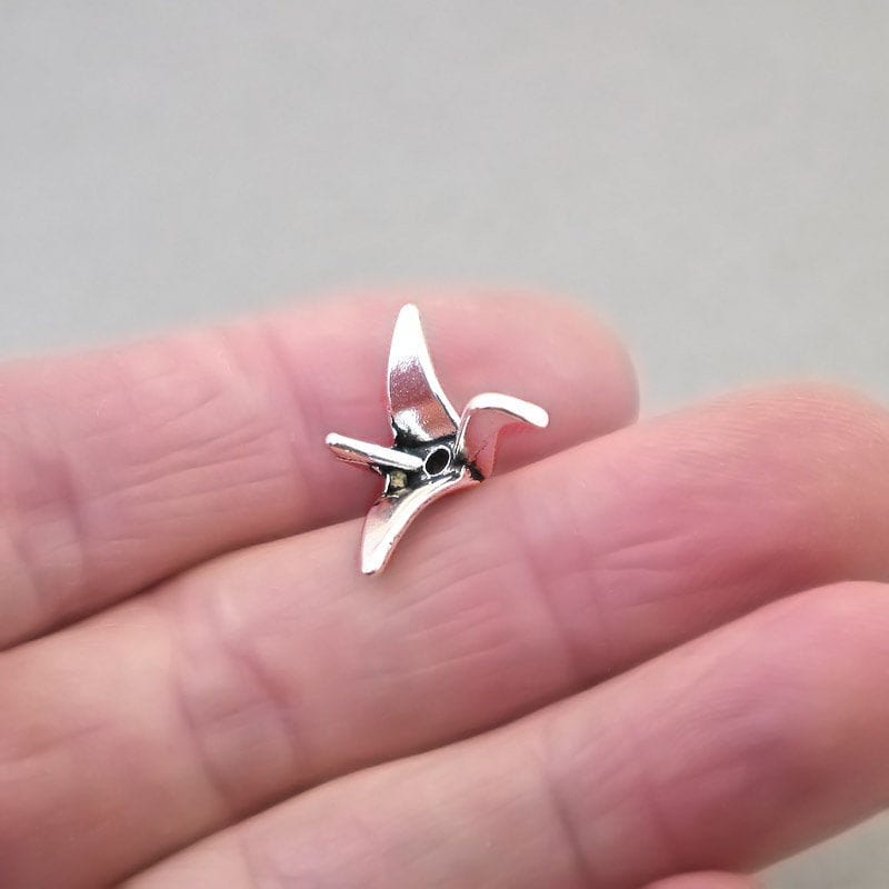 Origami crane charm antique silver CM1713S