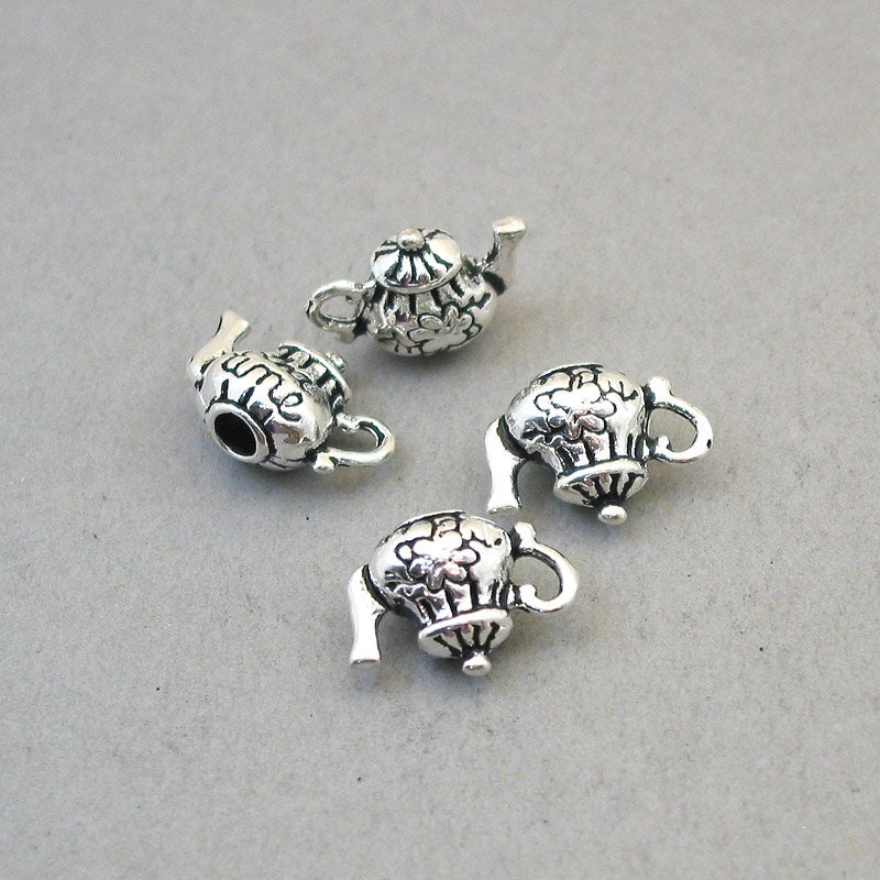 teapot 3D charm antique silver CM1717S