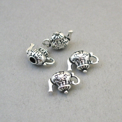 teapot 3D charm antique silver CM1717S