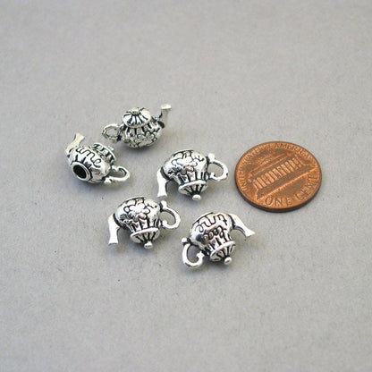 teapot 3D charm antique silver CM1717S